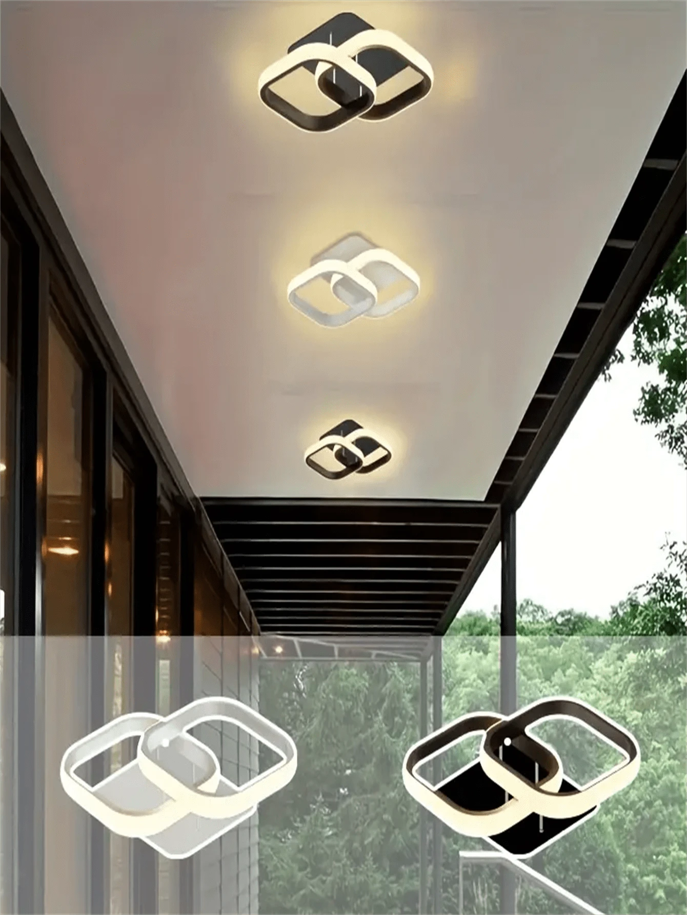 1 đèn LED treo hai mặt, đèn trần, đèn tường 3 màu có thể điều chỉnh độ sáng, thích hợp cho văn phòng, phòng ngủ, cửa hàng, khách sạn, tiệc tùng, nhà hàng trang trí. - Nhiều màu - Xem 1