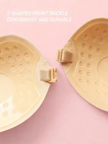 قطعة واحدة من حمالة الصدر اللاصقة بدون ظهر ذات اللون الأسود والبيج، قابلة لإعادة الاستخدام، ذات دعامة للرفع، مخفية وبدون أشرطة، مناسبة للحفلات والمناسبات الخاصة