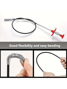 1pc Drain Clog Remover Tool - 23.62 Inch Retractable Drain Snake For Pipes, Sink, Toilet & Dryer Vent, Hair Clog Grabber With Flexible Grip, Professional Drain Cleaner Kit