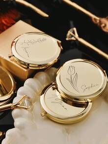 Engraved Bridesmaid Gift Compact Makeup Mirror, Elegant Bridal Party Gift, Personalized Pocket-Sized Mirror, Bridesmaid Thank You Gift