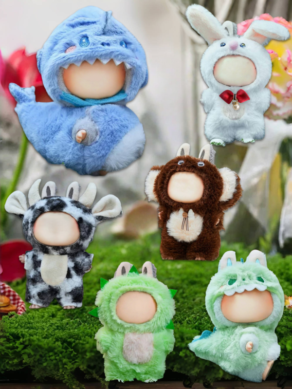 1PC Cute 3D Shark Costumes And Dinosaur Costumes/Little White Rabbit/Little Cow/Little Mouse/Colorful Little Monster Costumes Specially Designed For La Bubu - Suitable For 15-17cm Fabric Doll Clothes. The Blue Shark Set And Green Dinosaur Set Are Suitable For 1st/2nd Generation Blind Box Figures. These Cute And Interesting Accessories Are Perfect Gifts For Birthdays, Anniversaries Or Holiday Celebrations.