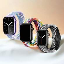 3 paquetes de correa elástica trenzada y ventilada compatible con Apple Watch Series 11 de 42 mm y 46 mm para hombres y mujeres, estilos deportivos y de ocio compatibles con Ultra de 49 mm, 45 mm, 44 mm, 46 mm, 42 mm, 41 mm, 40 mm y 38 mm, Ultra 2/Ultra, correa de nailon elástico tejido suave y casual, compatible con cierre de bucle único ajustable Series 11/10/9/8/7/6/5/4/3/2/1/SE