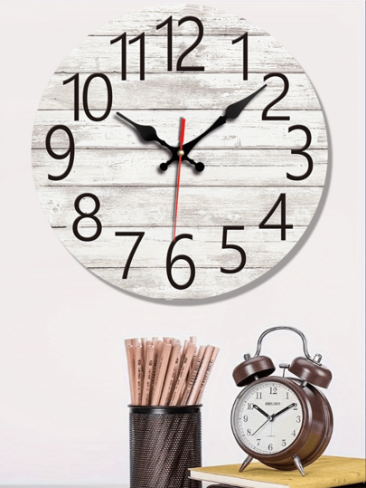 Pc 10 Inch/12 Inch Wooden Round Wand Clock, Retro Old Creative Home Bedroom Living Room Office School ation Silent Non Ticking view 2
