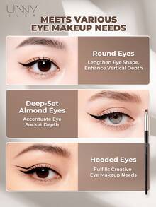 unny club UNNY超细精准眼线刷套装，精细斜角眼线刷，细尖眼线刷，合成刷毛眼部化妆工具，眉刷，眼影刷，螺旋刷，螺旋刷，赠品 - 黑色 - 查看 3