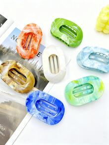 13pcs/7pcs/6pcs/4pcs/3pcs/1pc Marble Ombre Flat Round Hair Clips, Fashion Versatile Minimalist Elegant Hair Accessories Suitable For Daily Wear, Showering, Makeup, Hair Slide, Hair Barrettes