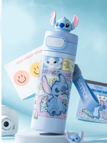 Stitch Straight Drink Cup 430ml, Cute Stitch Figure, Leak-Proof Lid, Daily Hydration, Travel Tumbler, Backpack Fit, Kawaii Drinkware, Gift For Lilo-Stitch Fans, Desk Essential, Limited Edition, Collectible Cup, Fun Hydration, Adorable Present, Gym Buddy, Suitable For Lover - Stitch - View 4