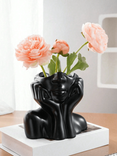 One Artistically ed Vase In The Shape Of Woman Cupping Her Face. It's Yet Stylish, Uniquely Charming Face Ideal Arranging Fresh Or Artificial Flowers, Can Also Be Storing Cosmetics. ating Living Rooms Bedrooms All Year Round, Must Have Home Room Flower Glass view 4