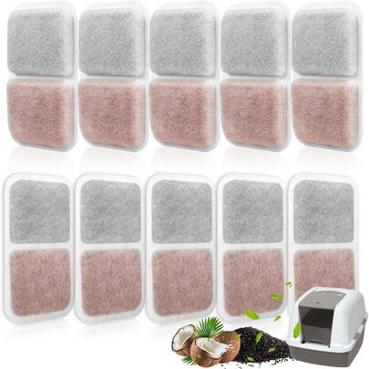 10 Pack Filter Replacement For Catit Litter Boxes, Dual Action Air Purifier Pads For Absorbing And Freshening Litter Box Odors