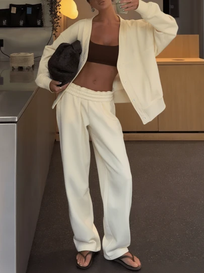 女士休闲运动套装，适合跑步、健身、网球、户外、日常穿着、春秋冬，抓绒