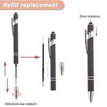 5-8 Stücke Kugelschreiber 2-in-1 Stylus, ausziehbarer Metalllstift mit Stylus-Spitze für Touchscreens, 1,0 mm schwarze Tinte