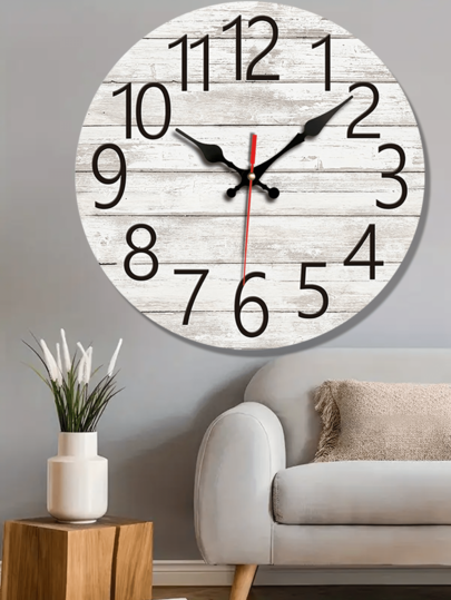Pc 10 Inch/12 Inch Wooden Round Wand Clock, Retro Old Creative Home Bedroom Living Room Office School ation Silent Non Ticking view 4