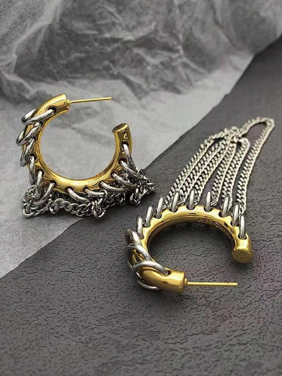 Exaggerated Long Tassel Earrings For Women European American Personalized Punk Jewelry Fashion Accessories