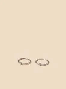 2pcs Minimalist Geometric Stainless Steel Piercing Round Ball Nose Ring, For Men Daily Wear & Party