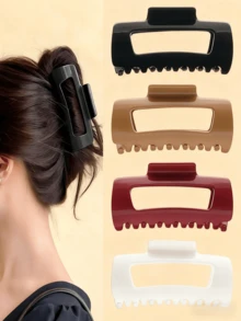 6pcs/3pcs/1pc Solid Color Women Soft Silicone Round Square Hair Claw, Anti-Collision Protective Hairclip, Fashion Minimalist Elegant Hair Accessory Suitable For Daily Wear, Showering, Makeup Winter Claw Clips Elegant Hair Clips Fashion Hair Clutch