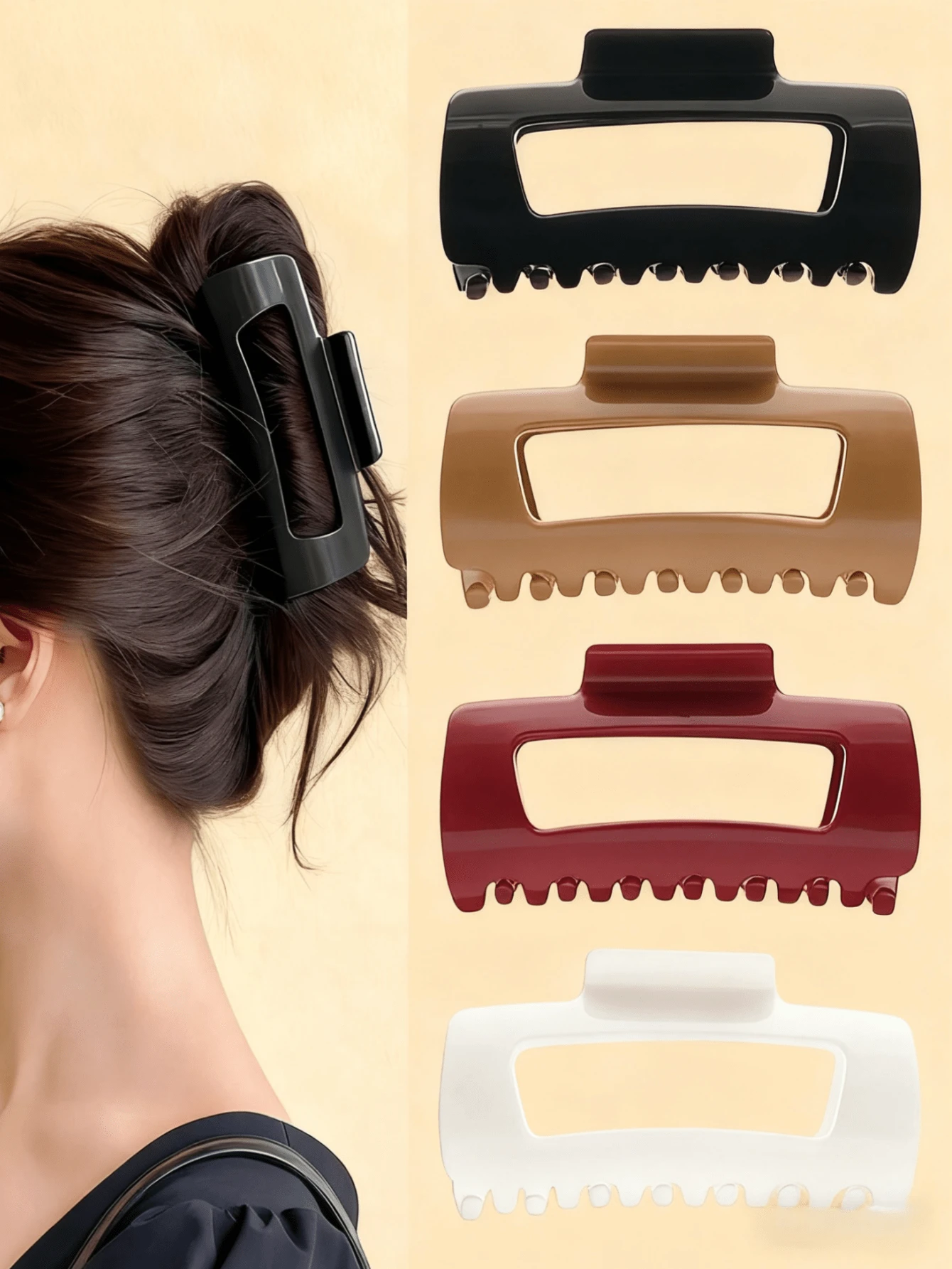 6pcs/3pcs/1pc Solid Color Women Soft Silicone Round Square Hair Claw, Anti-Collision Protective Hairclip, Fashion Minimalist Elegant Hair Accessory Suitable For Daily Wear, Showering, Makeup Winter Claw Clips Elegant Hair Clips Fashion Hair Clutch