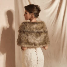 1pc Women's Faux Fur Shawl, Champagne Color, Thick Artificial Fur Bridal Shawl, Warm Accessory For Evening Gown, Gift For Women, Holiday Outfit