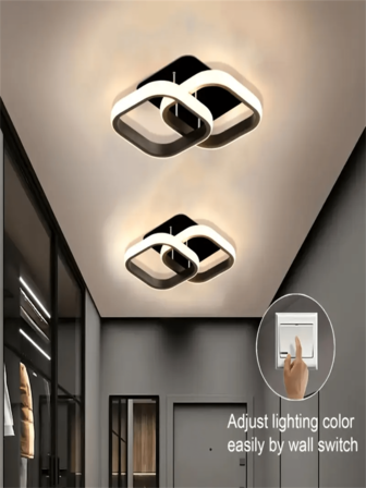 1PC Modern Double-Sided LED Ceiling Light, LED Ceiling Corridor Light, Wall Light, Ceiling Light With 3 Tones, Corridor, Bedroom, Kitchen, Staircase, Simple Design, Perfect For Christmas Gifts, Holidays, Office, Hotel Decoration