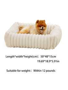 PETSIN 畅销宠物用品，加厚狗/猫床垫，小型犬床，猫沙发，温暖毛绒宠物窝，四季皆宜 - 白色 - 查看 5