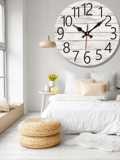 Pc 10 Inch/12 Inch Wooden Round Wand Clock, Retro Old Creative Home Bedroom Living Room Office School ation Silent Non Ticking view 6