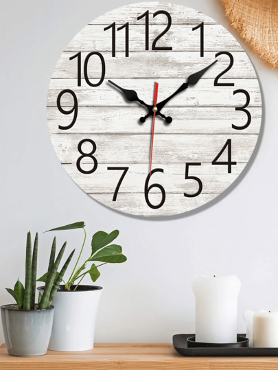 Pc 10 Inch/12 Inch Wooden Round Wand Clock, Retro Old Creative Home Bedroom Living Room Office School ation Silent Non Ticking view 3