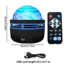 1pc Creative Rotating Northern Lights Projection Lamp, 7-Color Dynamic Water Wave Ripple Galaxy Star Sky Ambience Lamp, USB Powered DC5V, Couples Festival Gift, Home Gathering, Event Atmosphere Lighting - Multi-color light - View 12