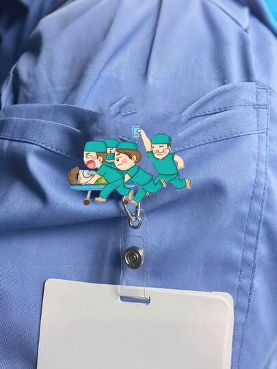 2D 平面亚克力护士证件夹 - 可伸缩标签夹，适合医学生和执业护士使用的耐用标签 - 耐用的 PMMA 材料，用于工作场所识别，医疗标签夹 | 趣味设计 | 耐用亚克力，护士配件，返校，教师礼物