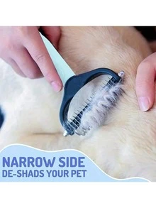 1PC Stainless Steel Pet Hair Remover | Double-Sided Self-Cleaning Comb For Long/Short Haired Cats Dogs - & Shedding Control - Multicolor - View 6