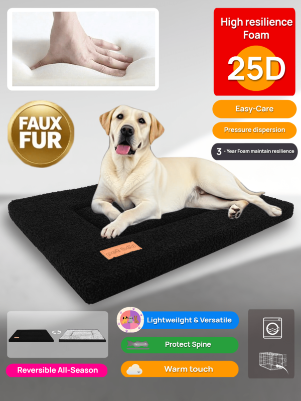 1PC High Resilience Foam Dog Bed Reversible (Cool & Warm) Crate Pad Mat, Cat Foam Soft Mat Pad, Pet Sleeping Bed Mat For Crate, Easy Maintenance Dog Mattress, Dog Machine Washable Crate Beds Suitable For Small Medium And Large Dogs And Cats Breeds