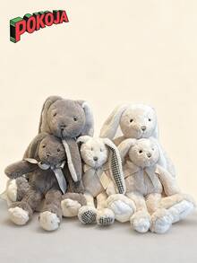 42 厘米/16.52 英寸可爱兔子毛绒玩具柔软身体儿童卡通长耳朵兔子毛绒玩偶柔软天鹅绒动物毛绒节日生日礼物兔子米色小兔子玩偶完美的节日春季装饰复活节礼物 - 彩色 - 查看 2