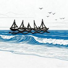 1 pieza Decoración de pared de metal con diseño minimalista, olas y veleros, arte de pared de metal con estilo costero, decoración de arte de línea de barco, regalos de cumpleaños para amantes del océano, inauguración de la casa, bodas, Día de la Madre, Pascua, regalos de Navidad, decoradores de Navidad - Construcción de hierro duradero, decoración del hogar, perfecta para la decoración de la habitación