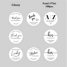 4-26厘米定制贴纸标签，带文字的个性化字母组合贴纸，防水贴纸，多种尺寸可选，不易褪色，是完美的婚礼回礼，可作为宾客礼物、感谢贴纸、手工婚礼贴纸、零食袋贴纸、甜点回礼贴纸、送给男士/女士的礼物、定制婚礼配饰，以及“永恒的爱”主题贴纸。 - Glossy-waterproof - 查看 19
