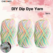 3 团柔软渐变色纱线，钩针和针织纱线，适合日常 DIY 钩针和针织毛衣、围巾、帽子、DIY 工艺品，50 克 * 3，适合初学者