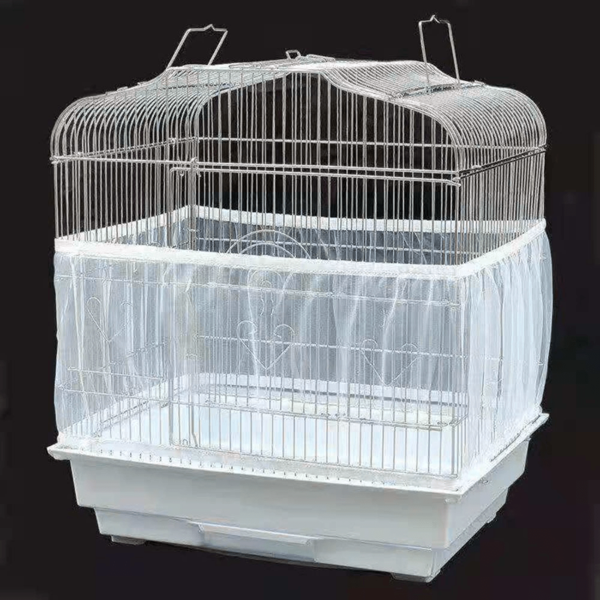 Tamu Style Bird Cage Seed Catcher, Large, Stretchy Form Fitting Mesh Skirt Cover For Parrot Enclosures, Light And Breathable Fabric, Prevent Scatter And Mess, Reusable, Adjustable, Lightweight, White