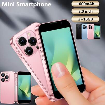 SOYES World's Smallest Smartphone - Android 9 Mini Phone With Quad-Core Processor, 16GB ROM/2GB RAM, 5MP Camera,  Face Unlock & Touchscreen -Gift For Boys & Girls, With Apps ( Play Store) - Pink & Black. Mini Phones. Halloween Gift. Christmas Present. Phone Camera.