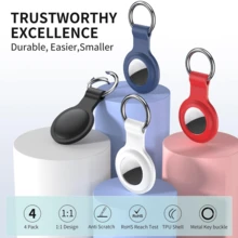 4 chiếc giá đỡ thẻ Air Tag cho móc khóa AirTag, vỏ silicon cho móc khóa AirTag, bao gồm thẻ tương thích với thiết bị theo dõi GPS của Apple, thiết bị tìm thẻ vật phẩm cho phụ kiện AirTag, thẻ Air Tag - Gói 4 chiếc giá đỡ AirTag - Nhiều màu - Xem 3