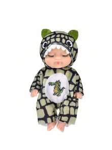 1 件迷你可爱个性化卡通毛绒玩偶衣服，带可拆卸和旋转的四肢，逼真的迷你玩偶雕像，小型睡娃娃，逼真的婴儿娃娃，迷你婴儿娃娃，逼真的重生婴儿娃娃 - 彩色 - 查看 8