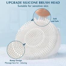 Facial Cleansing Brush Silicone Scrubber: 2 In1 Electric Exfoliating Device - Waterproof Deep Cleaning & Exfoliation - Màu xanh lam - Xem 8