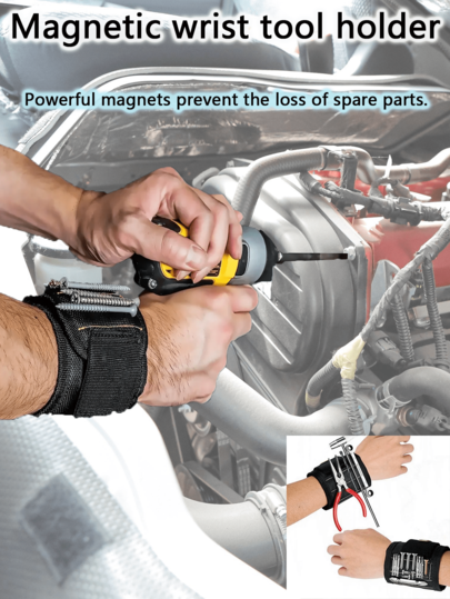 Autoreparatur-Werkzeuge - Magnetisches Handgelenk-Werkzeughalter - Starker magnetischer Nickel-Eisen-Magnet, der Schrauben, Nägel und Bohraufsätze stark anzieht | Sehr geeignet für Heimwerker, Autoreparatur, mechanische Wartung, Renovierungsarbeiten, DIY-Werkzeughalter | Magnetische Fixierung | Strapazierfähiger Stoff, Werkzeughalter-Armband