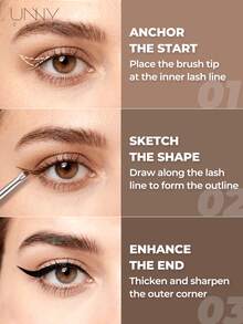 unny club UNNY超细精准眼线刷套装，精细斜角眼线刷，细尖眼线刷，合成刷毛眼部化妆工具，眉刷，眼影刷，螺旋刷，螺旋刷，赠品 - 黑色 - 查看 4