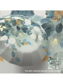 1pc Ink Painting Style Inner & Outer Printed High-End Sunshade Umbrella, UV Protection, Suitable For Outdoor Travel, Dual Use For Sunny And Rainy Days