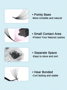 ARTSTAR 1000 Fans Curl C 6-12D Black Pramde Fans Lashes 0.05mm 8-15mm Hand Made Premade Loose Fans Eyelash Extensions - C - View 4