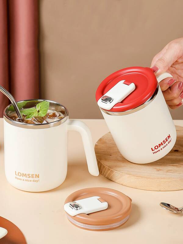 Mug With Cap 304 Stainless Steel Tea Cup Home High-Looking Lovers Coffee Drink Water Cup 500ml