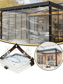 Heavy Duty Clear Tarps With Buckles - Plastic Snow Forest Design, Waterproof, Tearproof And Windproof, Garden Clear Polyethylene Tarp, Snowproof Plant Cover, Insulated Shed Cloth With Grommets For Car Covers, Porches, Patios, Awnings And Outdoor Camping, Outdoor Waterproof Cover