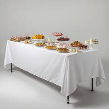 1Pc Elegant White Wrinkle-Resistant Tablecloth, Polyester Rectangular Table Cover For Halloween Christmas Birthday Party, Outdoor Picnic Wedding Camping & Kitchen Decor Multi Size