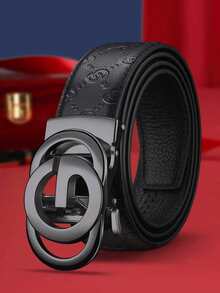 1 Stück 2025 Neuer Herren Gürtel, G Buchstabe Legierung Automatikschließe Gürtel mit G Aufdruck, Premium Leder, eleganter Business oder Freizeitgürtel, geeignet für Hosen, Jeans und Anzüge, verstellbare Größe
