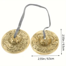 1/2 Set Nepal Bell Cymbals, Handcrafted Meditation And Yoga Chimes, Clear Resonance, Metal Percussion Instrument, Double Bells, Spiritual Healing, Mindfulness, Yoga Buddhist And Relaxation Music Tool - Gold - View 2