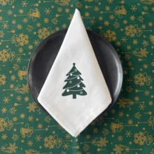 1pc/6pcs Christmas & New Year Party Decor Napkins, Snowflake, Reindeer, Christmas Tree Printed & Solid Color Fabric Placemats, Coasters, Tea Towels