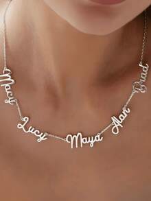 1 Stück vergoldete, versilberte oder roségoldene personalisierte Mehrfach-Namen, Buchstaben und Zahlen Anhänger Halskette, Geschenke für Paare und Familie zu Halloween, Weihnachten, in Gold, Stil, farbig, vintage, schlicht, unisex, lässig, süß, individuell, einzigartig, ideale Geschenke für ihn, ideale Geschenke für sie, Freundin, Freund, Vater, Mutter, Familie, Freunde, zu Jahrestagen, Geburtstagen, Abschluss, Prom, Party, Edelstahl Schmuck, schick für den Herbst, Schmuck & Uhren, individuell gestaltete Modewort-Halsketten - Verschiedenfarbig - Übersicht 13