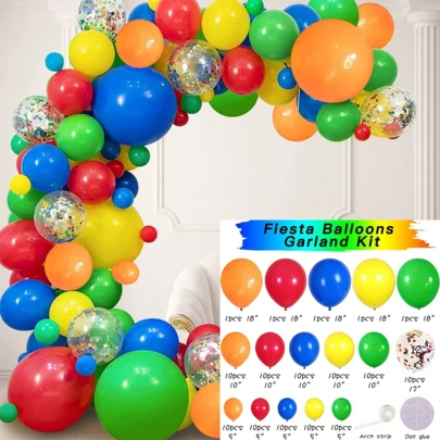 Kit balão de 115 peças, 5 polegadas, 10 polegadas, 12 polegadas, 18 polegadas, balão fosco para festa e fita de decoraçã