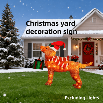 1pc New Christmas Dog Garden Decor Ground , Christmas Scene Decoration Ground Without Light, Christmas Ground Insertion Decoration , Best Christmas Decoration Gift, Birthday Home Decor, Autumn Room Decoration